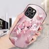Flower Heart Shaped Pink For iPhone 16 15 14 Pro 13 Plus 12 Mini 11 13Pro Max XR X S 7 8 6 Elliptical Tempered Glass Phone Case