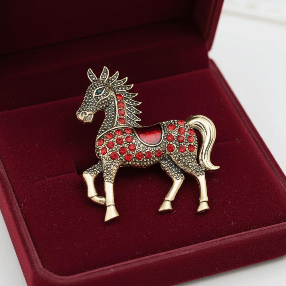 Unisex Rhinestone Horse Brooch Enamel Year of The Horse Brooch Elegant New Year's Accessories  Gift