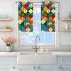 2 Panels Colored Diamond Shaped Glass Window Curtains   Distinctive Printed Curtains   Suitable for Gifting To Family and Friends