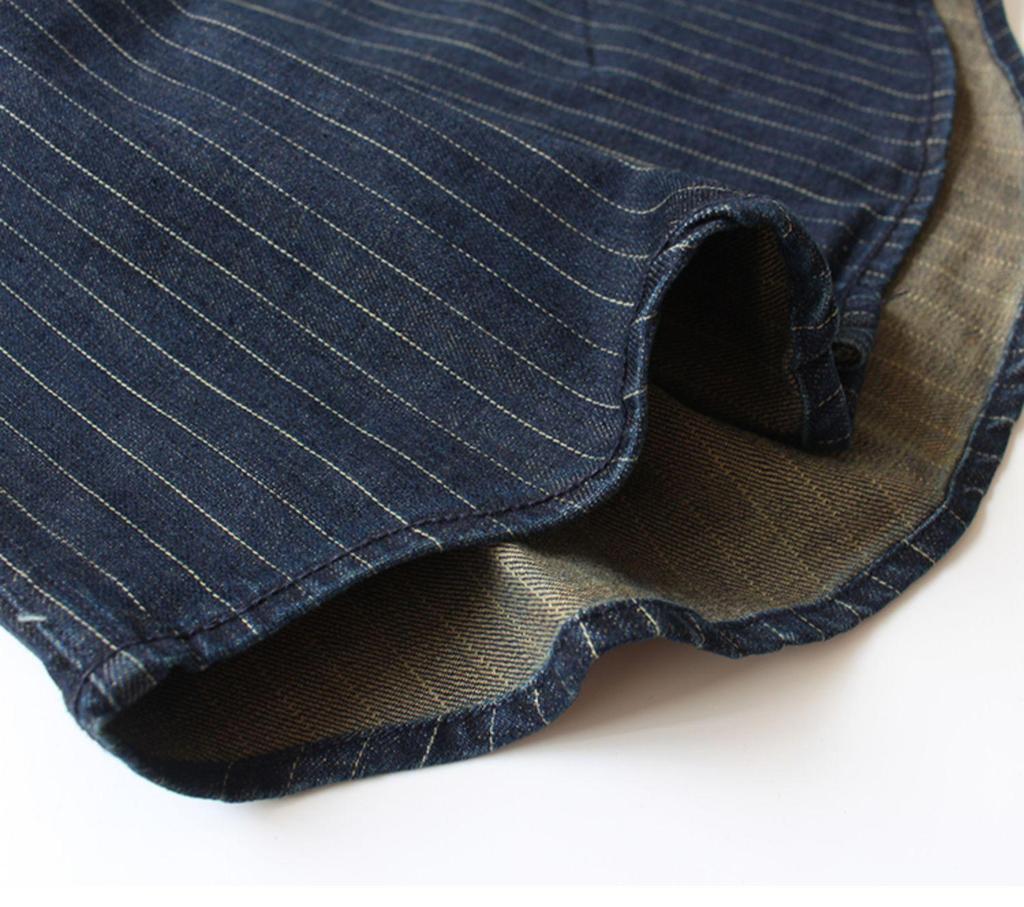 Men's Casual Retro Striped Denim Shirt Jacket - Long-Sleeved, Loose Fit for Spring and Autumn