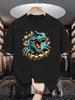 Mens Crew Neck T Shirt Cool T Rex Dinosaur Break Wall Graphic Tees Vintage Animal Print Casual Streetwear Cotton Summer Tops