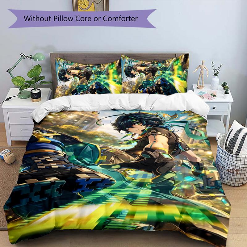 Kinich 3pcs Bedding Set Duvet Cover Closure Includes 1 Duvet Cover & 2 Pillowcases for All Seasons Bedroom Home Dorm Decor