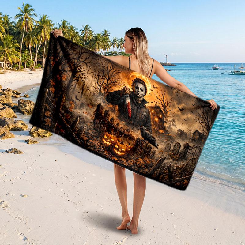 Large Beach TowelHalloween Michael Myers Soft Absorbent Towel Beach Bath Home Use