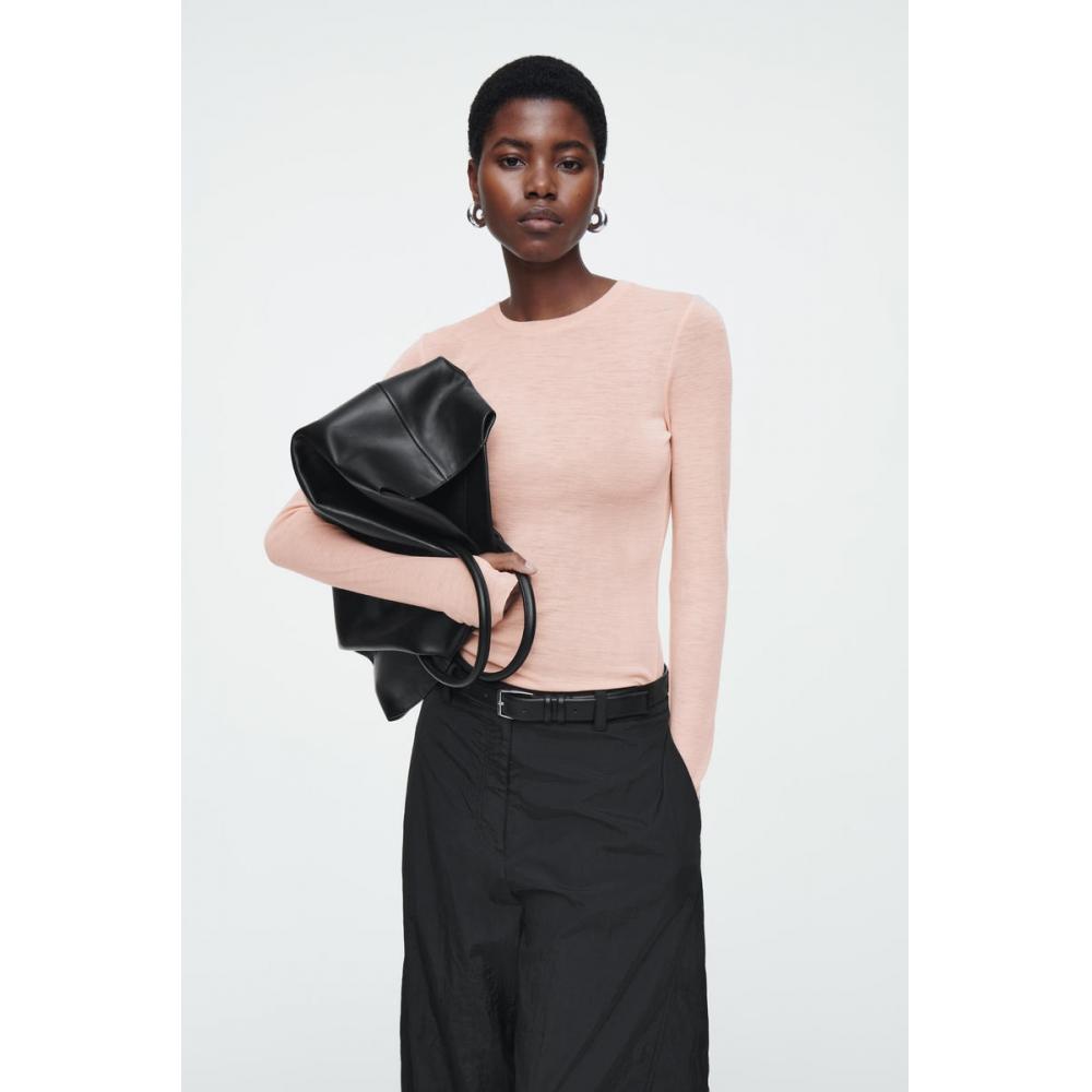 

Cos Japan Slim Fit Топ из мериносовой шерсти с круглым вырезом peach/XS