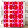Bath Time Fun: Red Pink Modern Geometric Shower Curtain Decorates Your Bathroom With Vibrant Colors Perfect For Girls Bathrooms