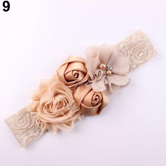 Krásná krajka s květem růže do vlasů Čelenka do vlasů pro novorozence