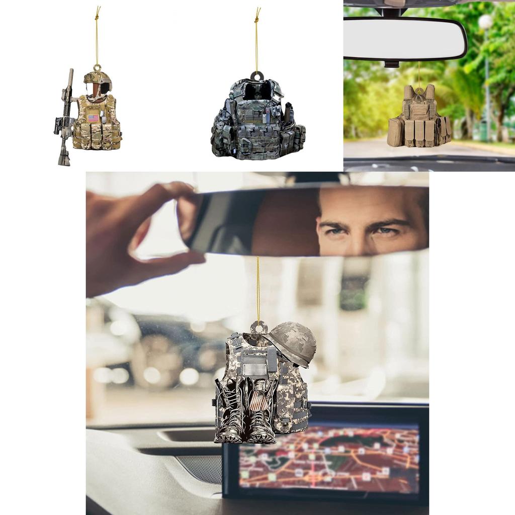 Vintage Acrylic Car Rearview Mirror Pendant Backpack Keychain Auto Interior Hanging Ornament