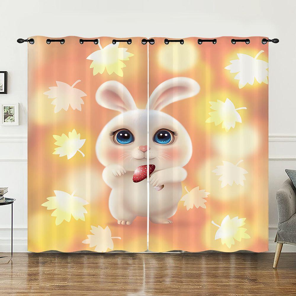 Curtains Cute Animal Rabbit Cat Curtains Bedroom Living Room Blackout Curtain Punching
