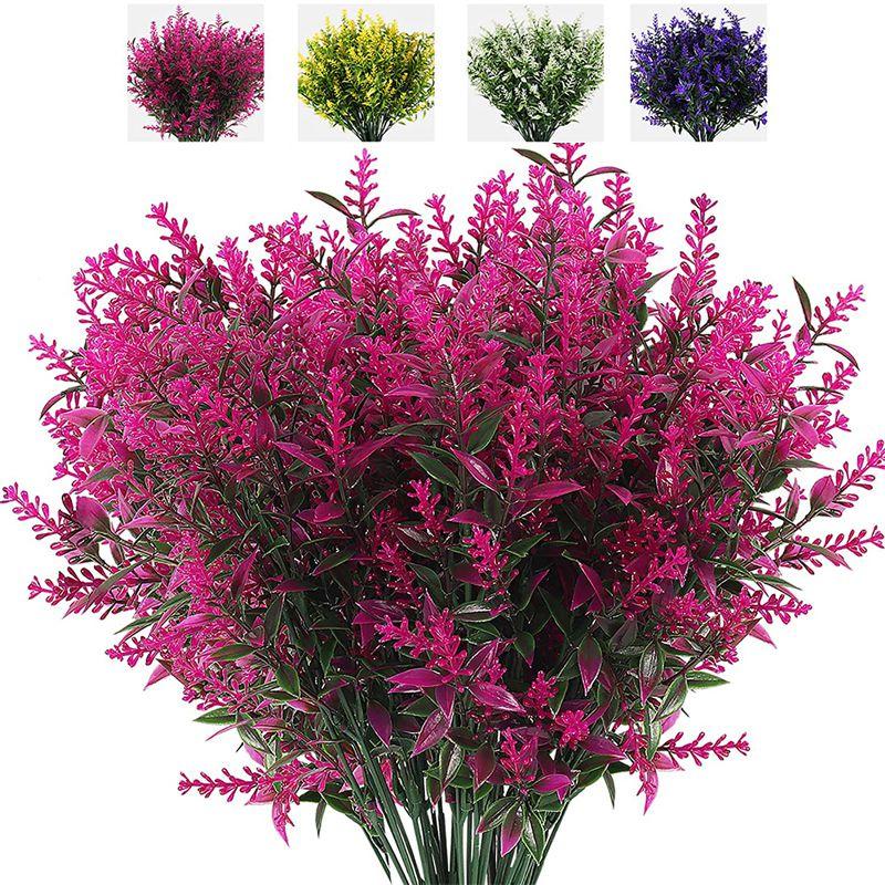 Bundles Artificial 8 Flowers Plastic Fake Outdoor Plants For Garden Porch Window
