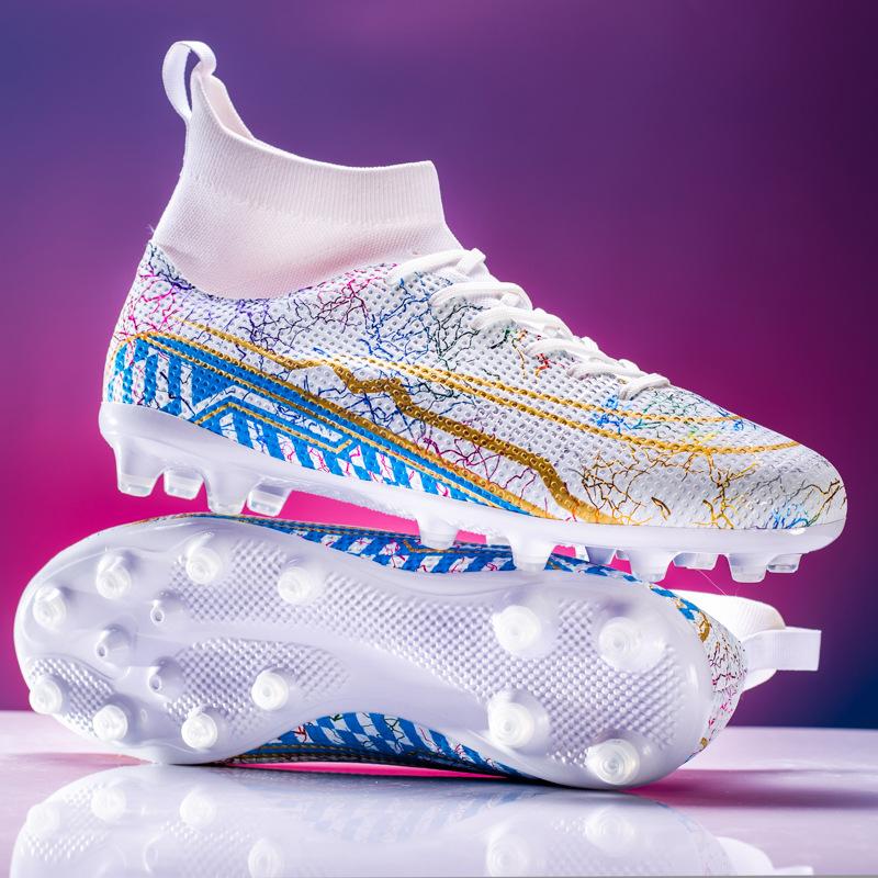 New football shoes men's made grass flat training shoes long nails broken nails youth sports socks mouth