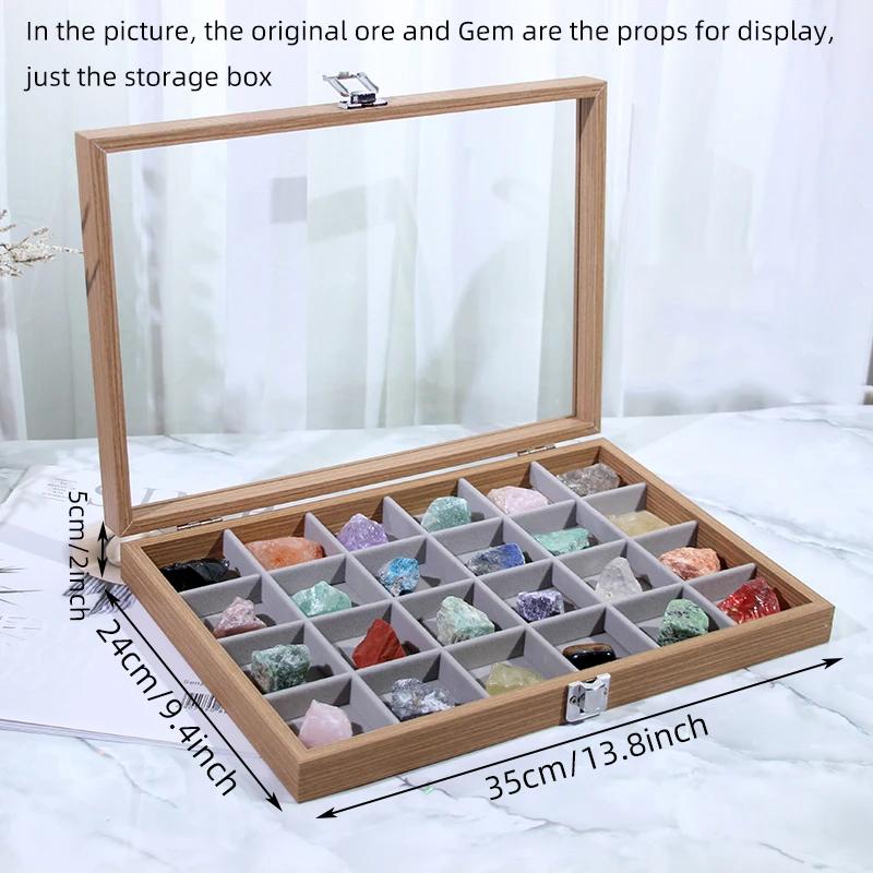 Natural Crystal Broken Stone Gem Specimen Box Mineral Crystal Raw Stone Display Box Teaching Ornamental Stone Collection