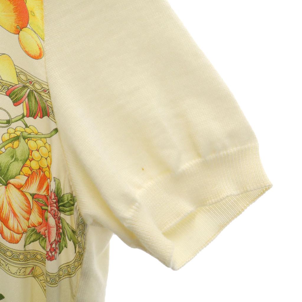 Salvatore Ferragamo 90s Made in Italy Old Floral pattern switching Short sleeve knit Women Used