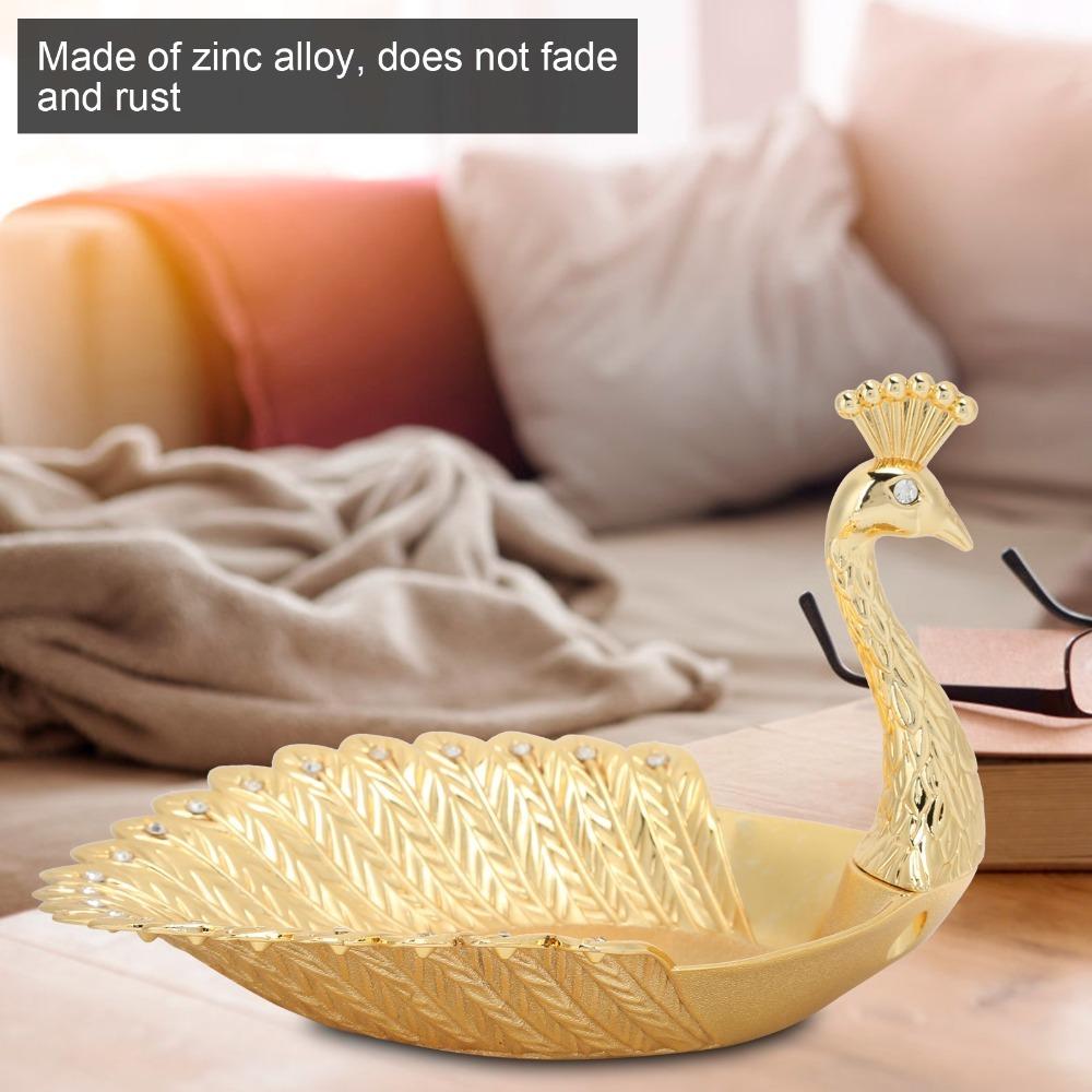 4PCS Golden Peacock Candy Dish Peacock Dried Fruit Tray Metal Fruit Plate  Hotel Buffet