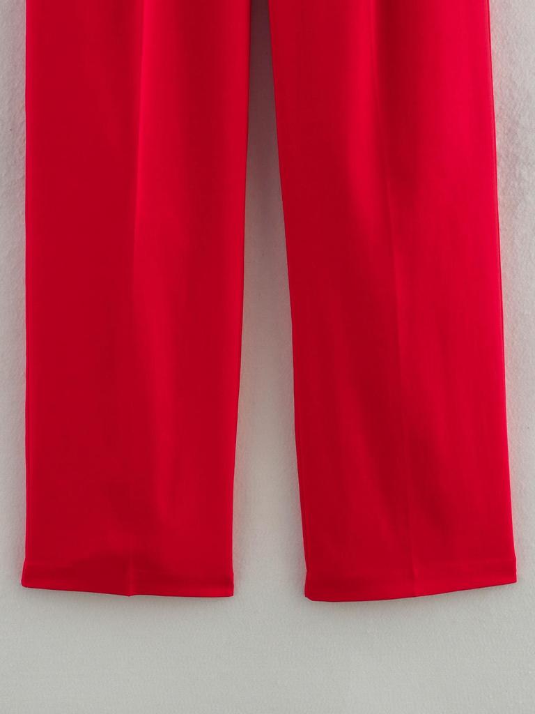2025 Spring Women's European & American Style Red Suit Vest and Long Pants Set