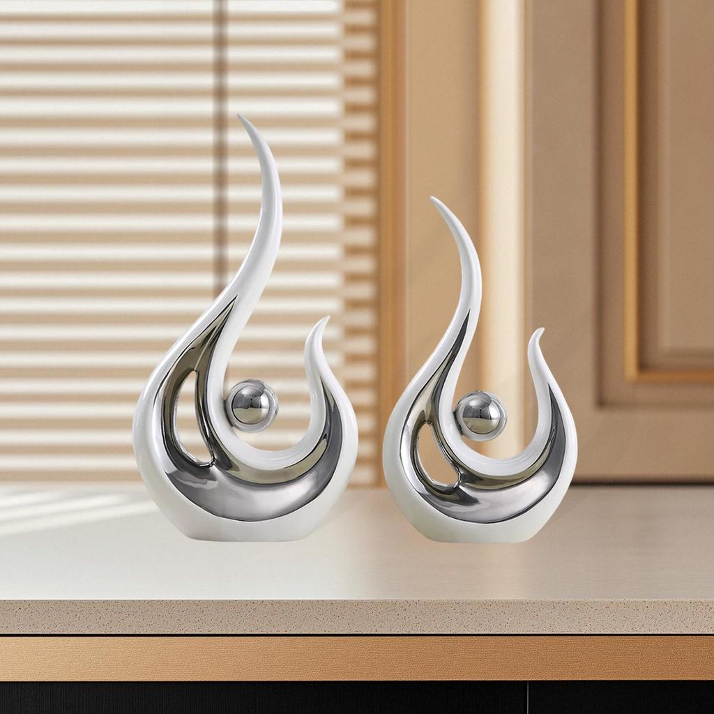 2Pcs Abstract Art Statue Souvenir Collectibles Modern Sculpture for Cabinet