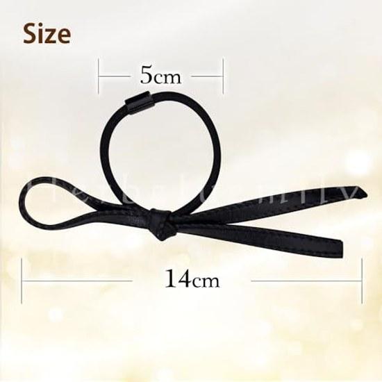 Herbeluemily Hair Tie Ribbon PU Leather 2-Piece Set Black Decorative Accessory Ornament Stylish Adult Brown Mixed HM-0020-R04-BKBN