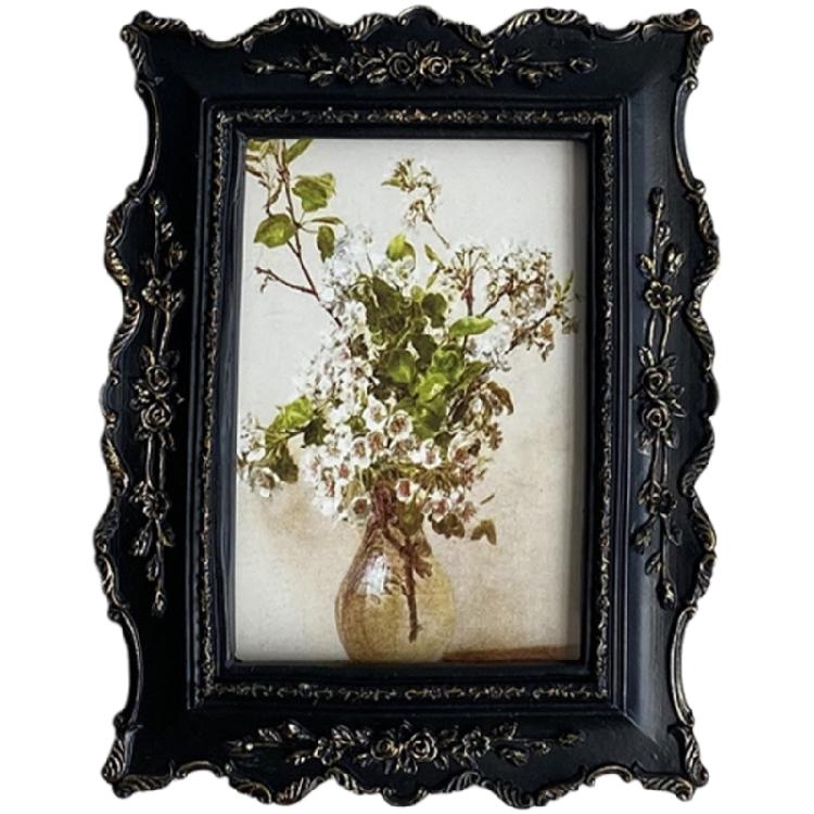 

Вінтажний Фоторамка, Декоративна Фоторамка Антикварна Біла Прикрашена 6-дюймова Фоторамка для Настільного та Настінного Розміщення 6 inch