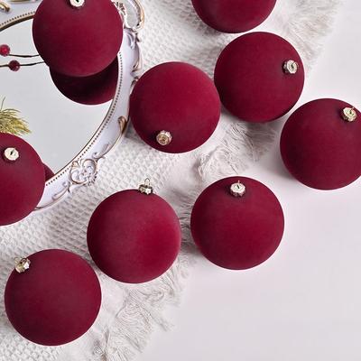 Premium Dark Velvet Flocked Christmas Ball Ornaments Set
