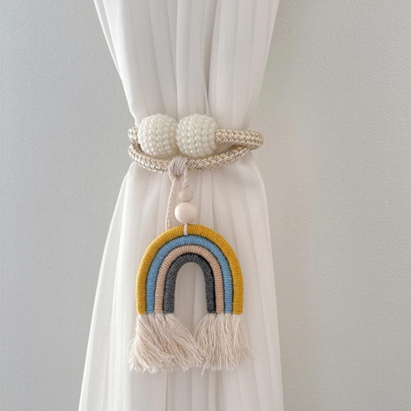 2PCS Rainbow Curtain Clip Tiebacks Tasseled Rope Holders For Home Decoration