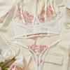 Hot-selling white floral small fresh and comfortable erotic underwear ultra-thin bra European and American women's bra set