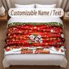 Christmas Theme Soft Blanket Personalized Custom Name Text Print Warm Blanket Home Sofa Bedroom Decor