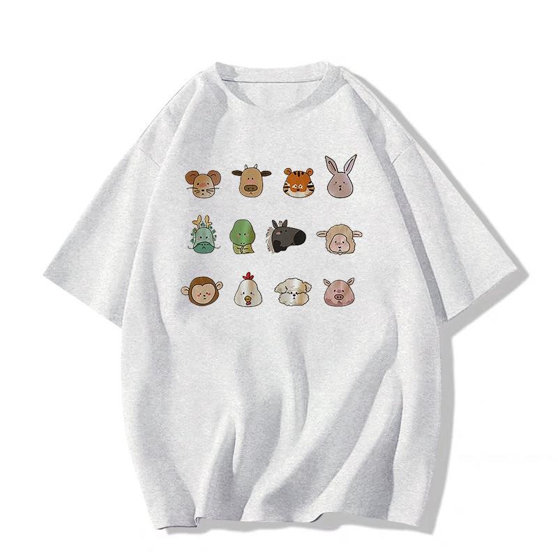 

2025 Женская летняя белая футболка оверсайз с коротким рукавом в стиле хай-стрит 3XL белый/серый