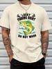 Unisex Lucky Fishing Bass Fish Slogan Print Crew Neck Short Sleeve Oversized Loose Casual Outdoor Summer Streetwear Daily Basic Tee