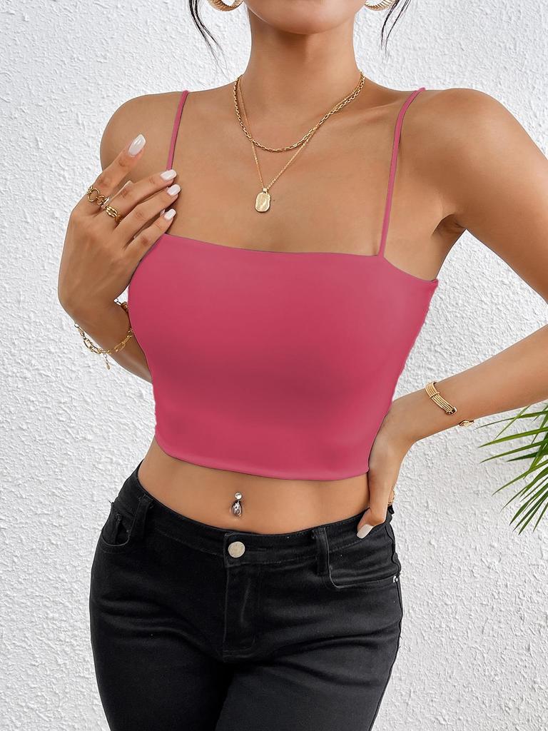 Casual Tank Top U Neck Crop Tops Frauen Sommer Camis Einfarbig Leibchen Mode Rohr Weibliche Ärmellose Gestellte Weste Y2K kleidung