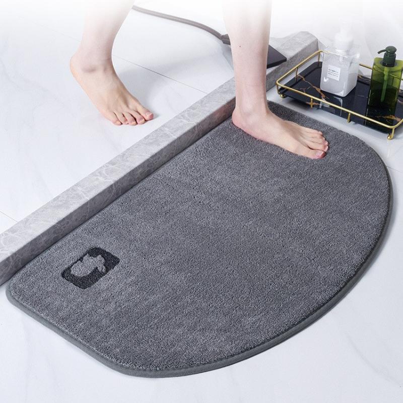 Luxurious Semi-Circular Memory Foam Bath Mat, Ultra Absorbent Bathroom Mat Anti-Slip Toilet Rug