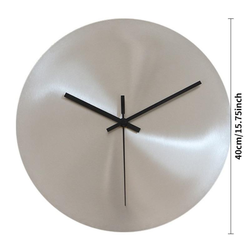 Round Silvery Silent Wall Clocks Industry Numberless Living Room Wall Watch Stainless Steel Panel Modern Simple Home Decor