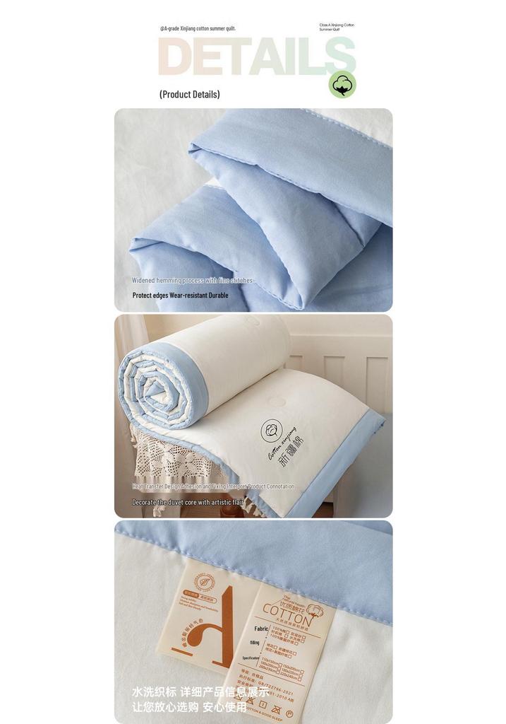 Xinjiang Cotton Summer Quilt: Machine Washable Lightweight AC Blanket for Spring & Autumn
