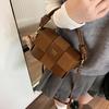 Niche Design Woven Bag Women 2025 New Korean Version Fashion Retro Splicing Ins Internet Celebrity Shoulder Small Square Bag