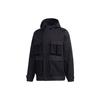 Multi-Pocket Sports Hooded Windbreaker Jacket Men Outerwear Black GF4019