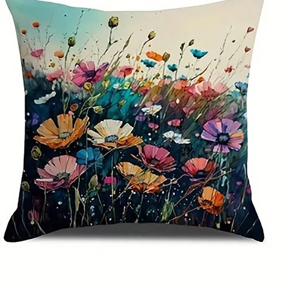 

Colorful Flowers on Pillow CoversSuitable for sofa car bedroom decorative cushion cover pillow cover 16x16Inch