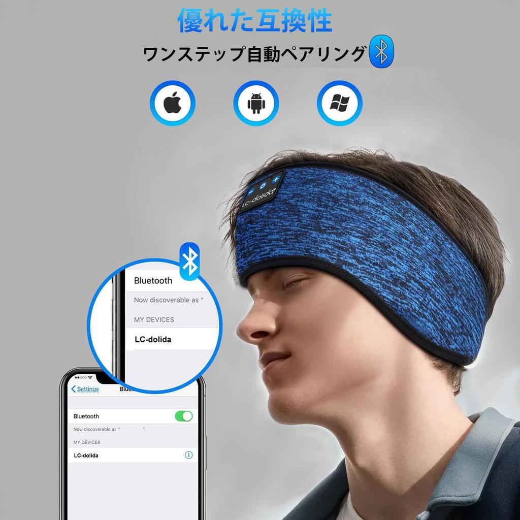 Headband Headphones for Bluetooth Wireless Earbuds for HiFi Soundproof Compatible with iPhone Certified Technical Sleep Suitable for and Light Blue
