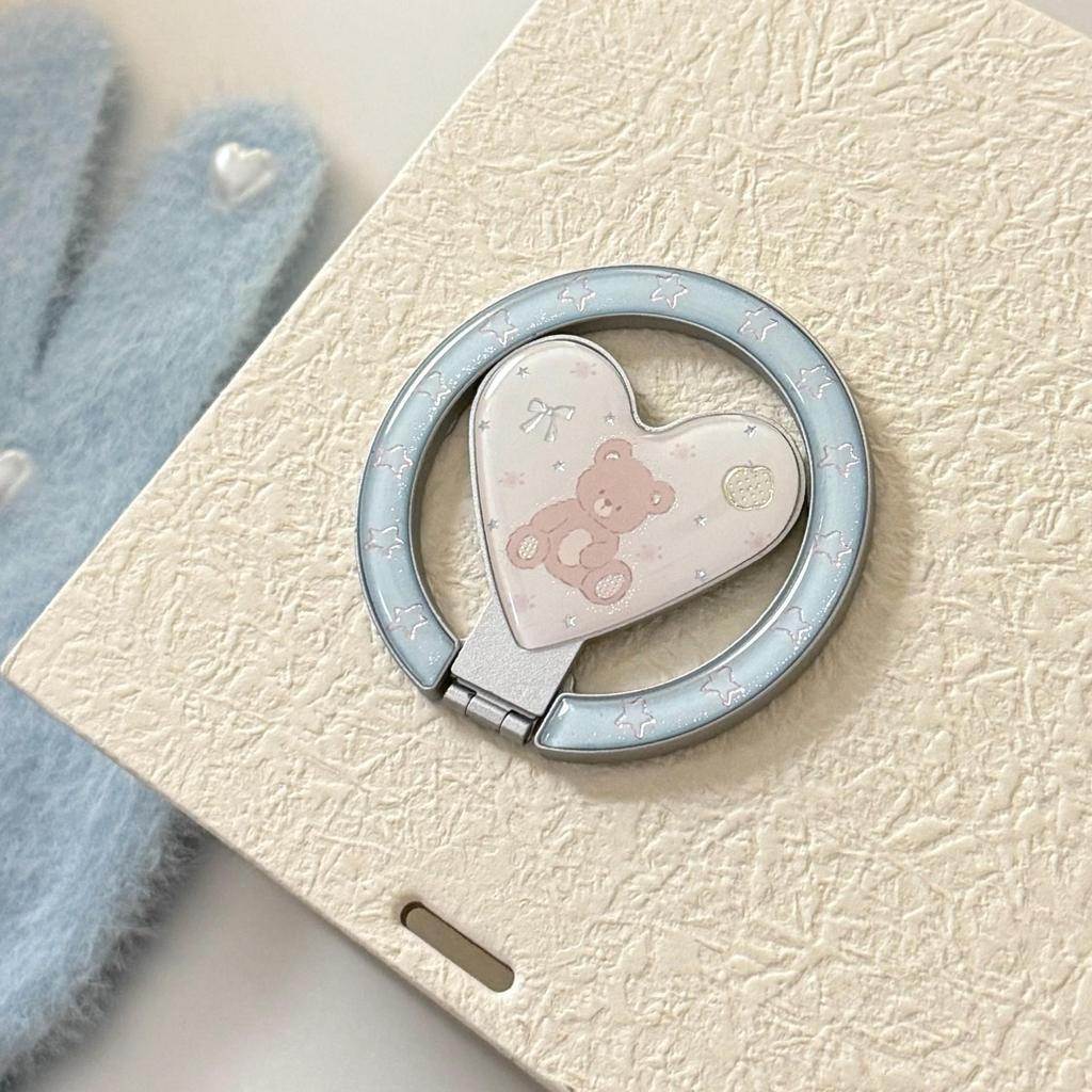 Cute Bear Magnetic Heart-Shaped Phone Case for iPhone 16, iPhone 17, and iPhone 17 Pro Max