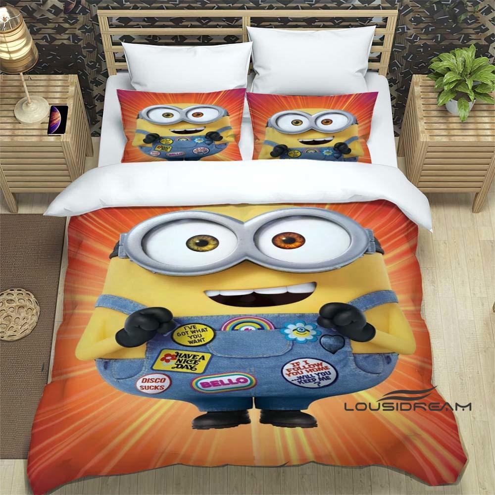 Trendy & Popular "Minions" Cartoon Print 3-Piece Bedding Set — Duvet Cover & Pillowcases (Suitable for Teens, Children, Boys &