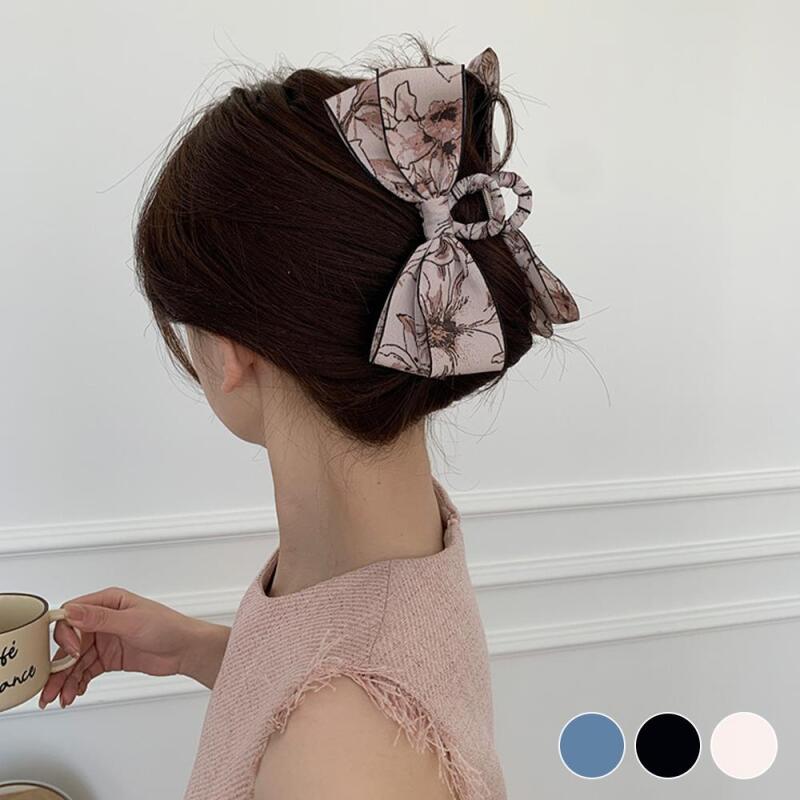 Women s King Ribbon Flower Point King Clip Hairpin pink