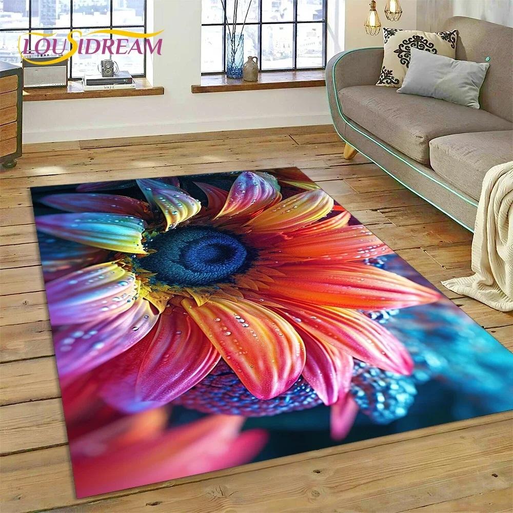 Rose Flowers Nordic Love Romantic Carpet Rug for Bedroom Living Room Home Sofa Decoration,Children Game Large Decor Floor Mat