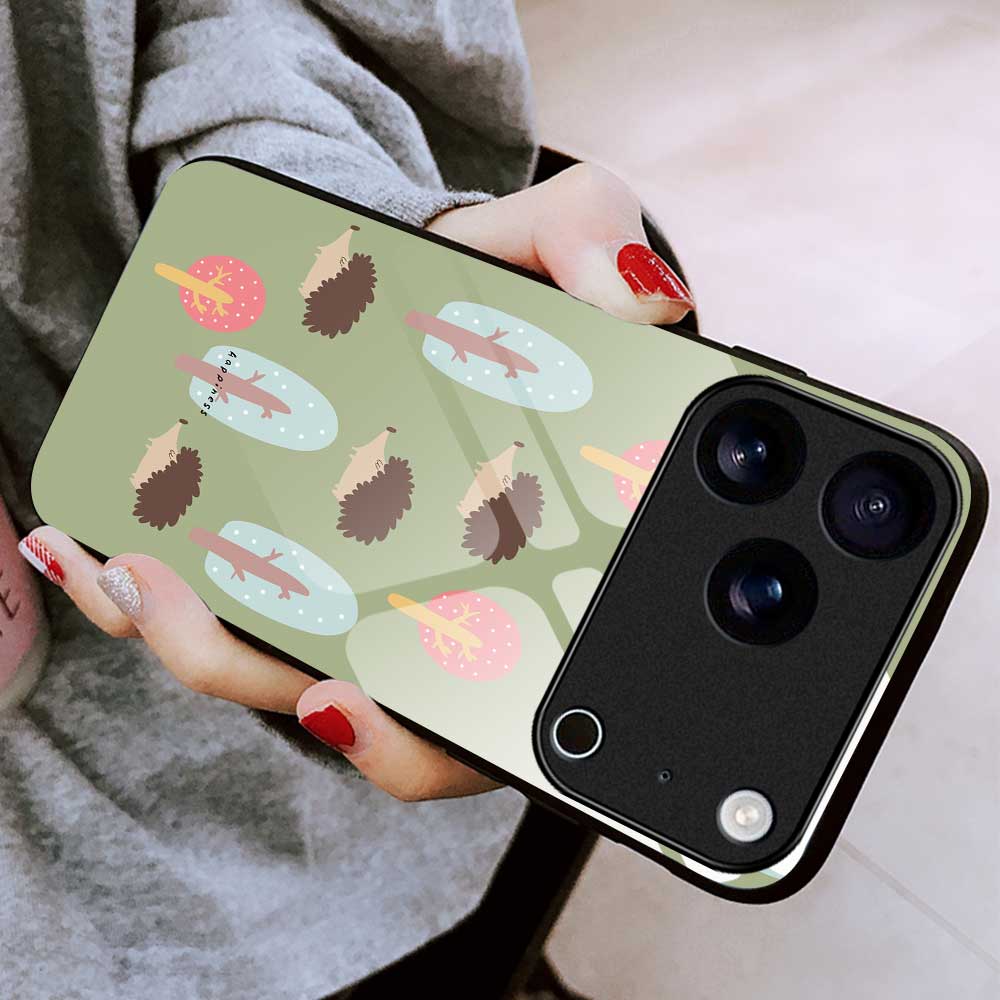 For iPhone 17 Pro Case PC TPU Tempered Glass Pattern Printing Anti Drop Phone Back Cover
