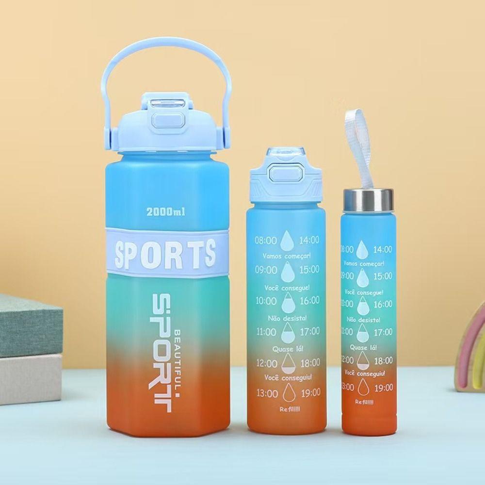 

Three Piece Set Leak Proof Colorful Cup Large Capacity Fitness Sports Kettle Running Color 7