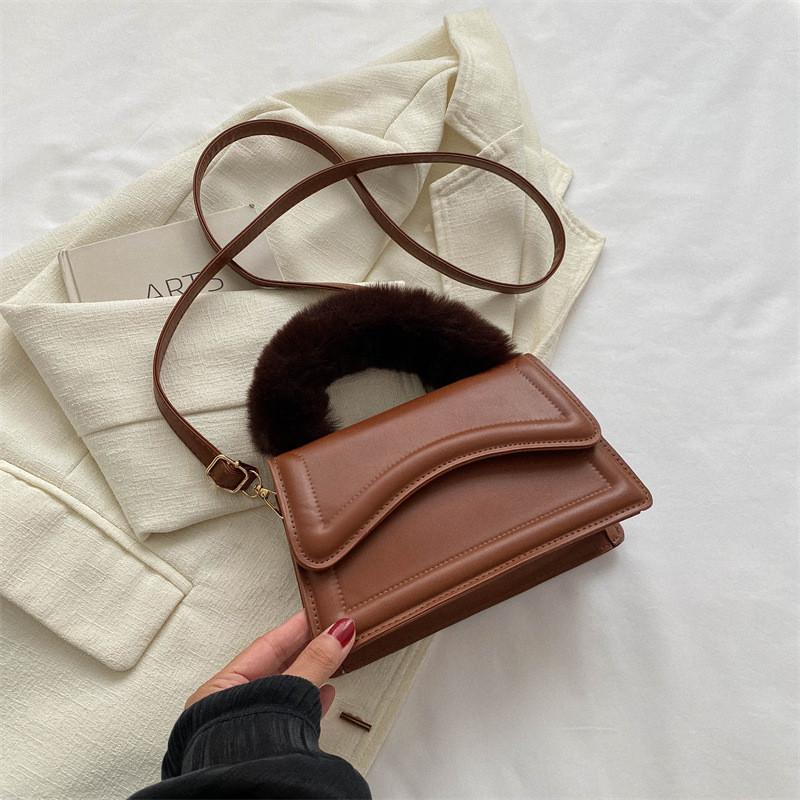Fashionable Commuter Crossbody Bag Versatile Handbag In Black White Blue And More коричневый