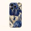 Gilded Iris Blue Gold Luxury Floral Graphic Art Film Aesthetic Protective Shockproof Bumper Phone Case Cover For iPhone 14 15 16 Pro Max Plus