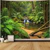Zussun Natural Forest Tapestry Green Tree Wall Tapestry Bedroom Aesthetic Plant Stream Pool Landscape Small Tapestry Wall Hangin