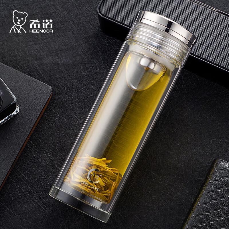 Heenoor Antibacterial Double-Layer Glass Tea Infuser Bottle