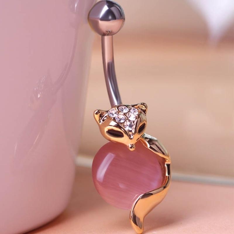 

Симпатичное кольцо в форме лисы в форме пупка, ювелирные изделия для пирсинга