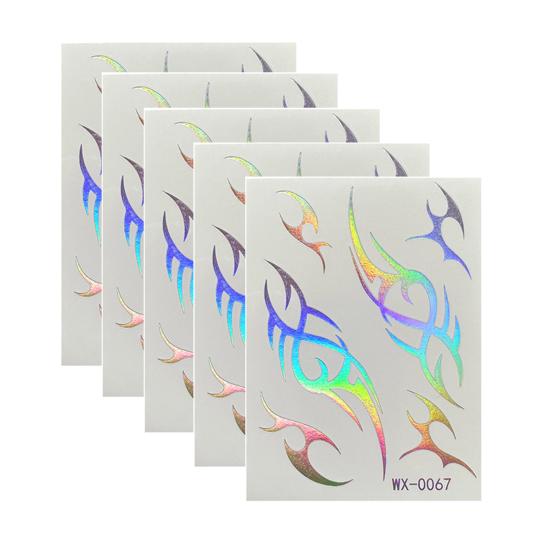 5 Sheets Holographic Lightning Tattoos Flash Temporary Stickers Full Color Body