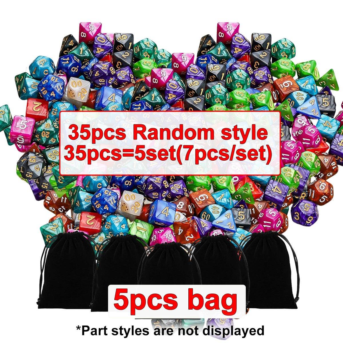 

35pcs Polyhedral Dice Set with Black Storage Bag Color Number Polyhedra Dice RPG D&D Role-playing Games Accessories ZSY
