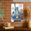 2D Flat Decoration Aluminum Sign 7.87*11.8 Inch Plaque US 250th Founding Anniversary Patriotic Statue of Liberty with Anniversary Text Easy To Hang