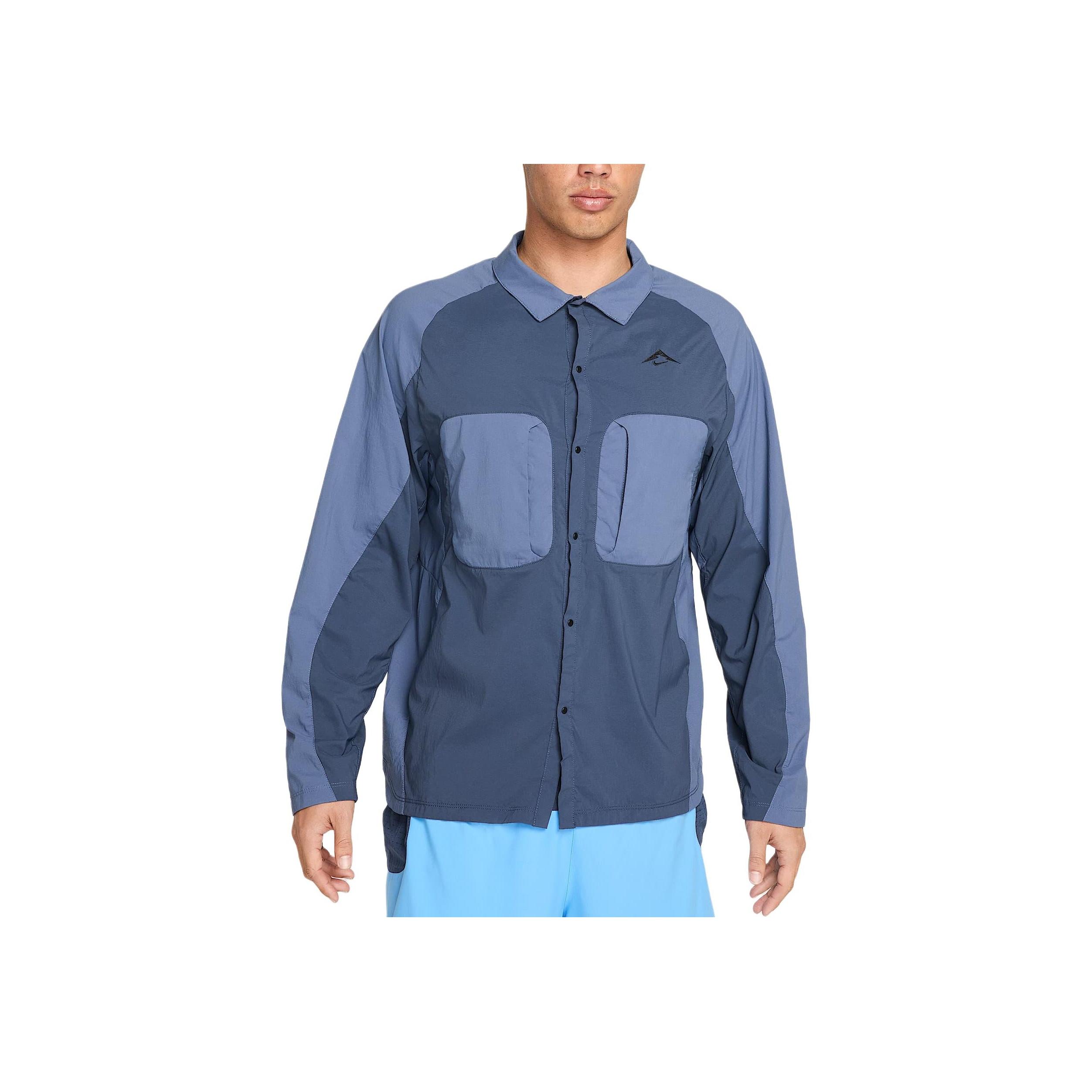 

Nike Trail Dry Fit Adv Uv Comfortable Casual Long Sleeve Shirt Men shirts Thunder-Blue Diffusion-Blue Black HJ5080-437 2XL
